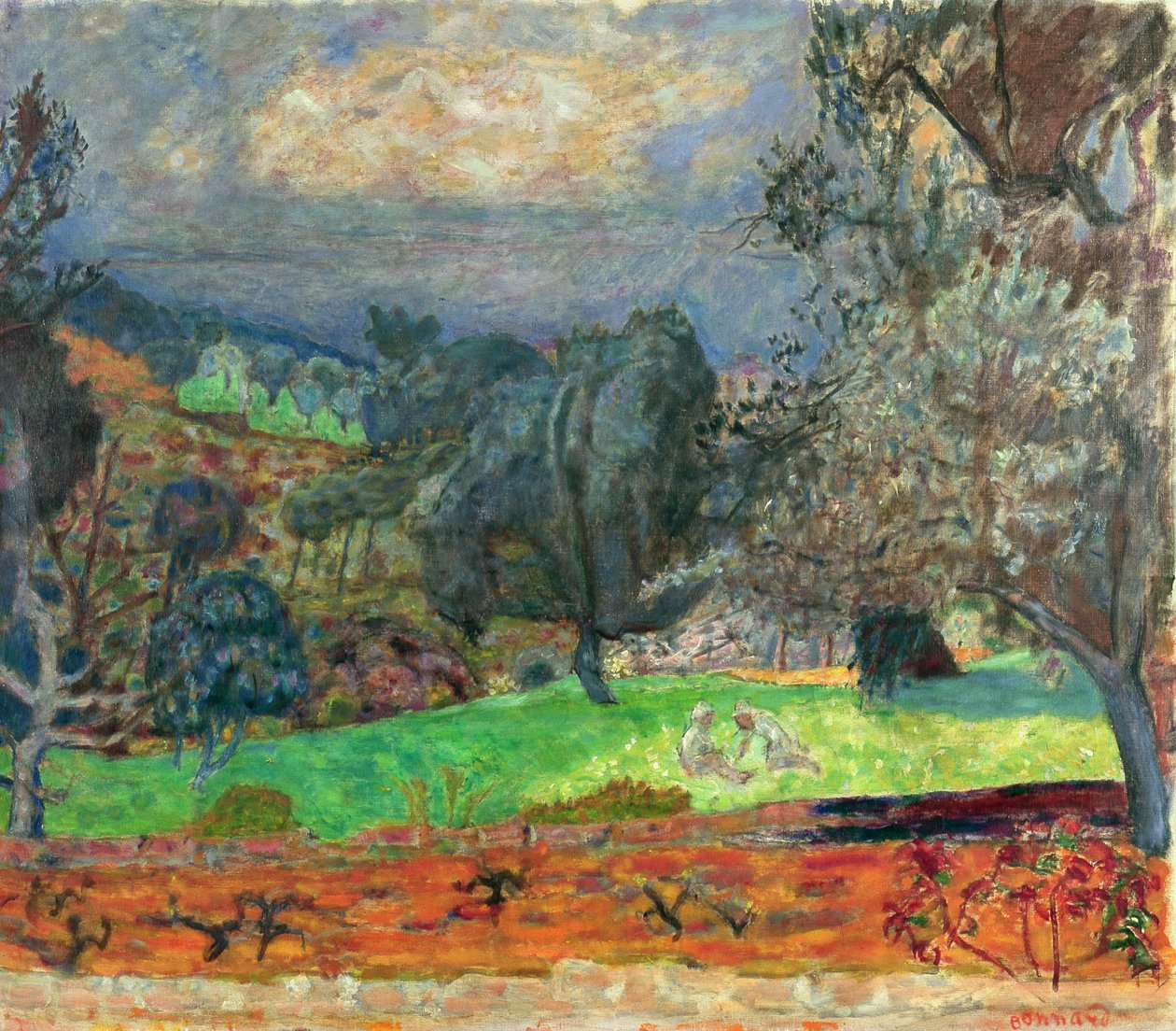 Maisema ja laskeva aurinko, 1927 tekijältä Pierre Bonnard