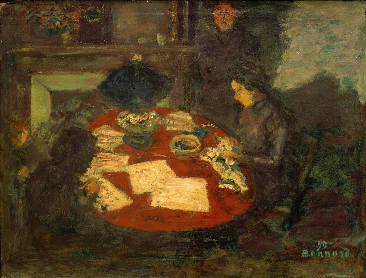 Unter der Lampe tekijältä Pierre Bonnard