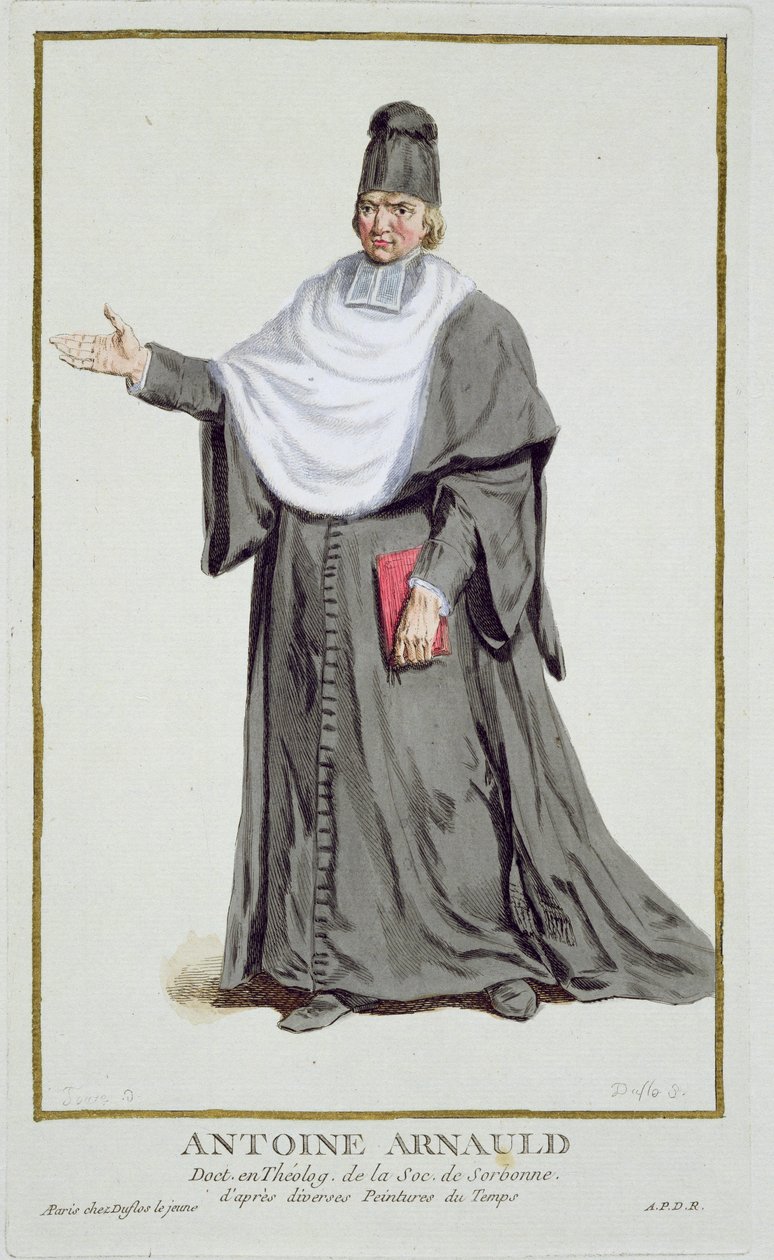 Antoine Arnauld (1612-94) teoksesta "Receuil des Estampes, Representant des Rangs et des Dignites, kaikkien olemassa olevien kansakuntien puvun mukaan", julkaistu 1780 (käsinvärinen kaiverrus) tekijältä Pierre Duflos