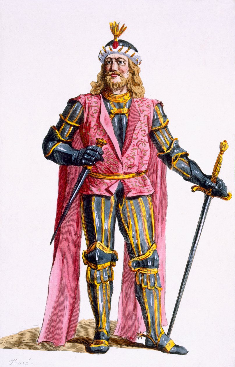 Theodoric II (1053-82) Hollannin kreivi "Recueil des Estampesista, joka edustaa arvoja ja arvokkaita kaikkien olemassa olevien kansakuntien puvun mukaan", julkaistiin 1780 (käsinvärinen kaiverrus). tekijältä Pierre Duflos