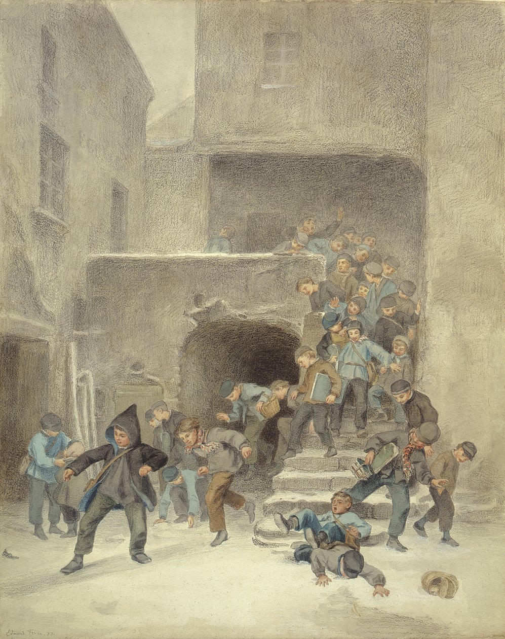 Koulun ulkopuolella, 1800-luku tekijältä Pierre Edouard Frere