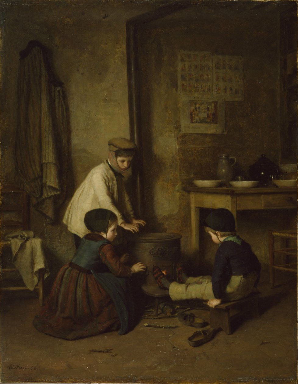 Kylmä päivä, 1858 tekijältä Pierre Edouard Frere
