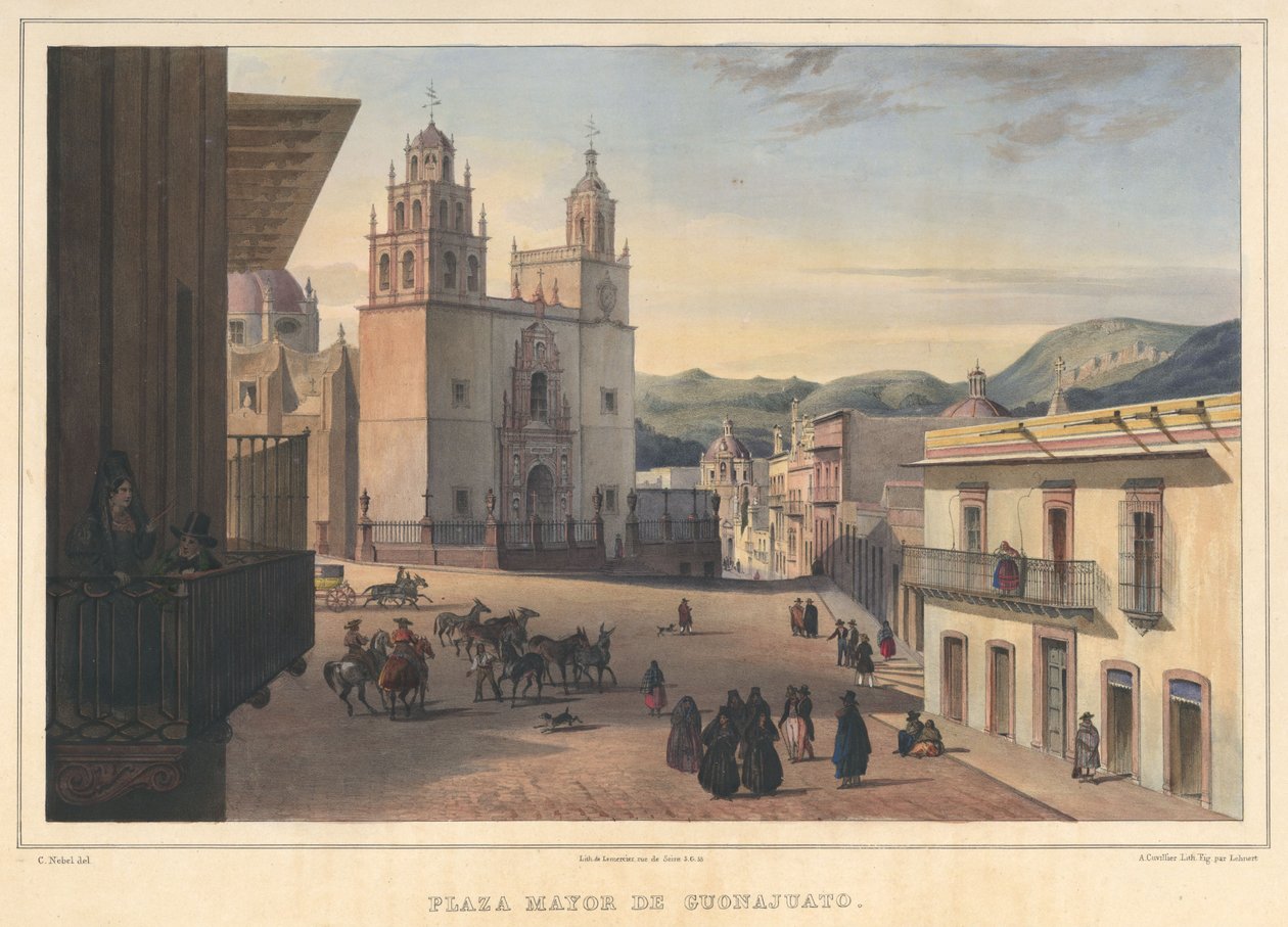 Plaza Mayor de Guanajuato, näkymä Guanajuaton pääaukiolle, Guanajuato tekijältä Pierre Frédéric Lehnert