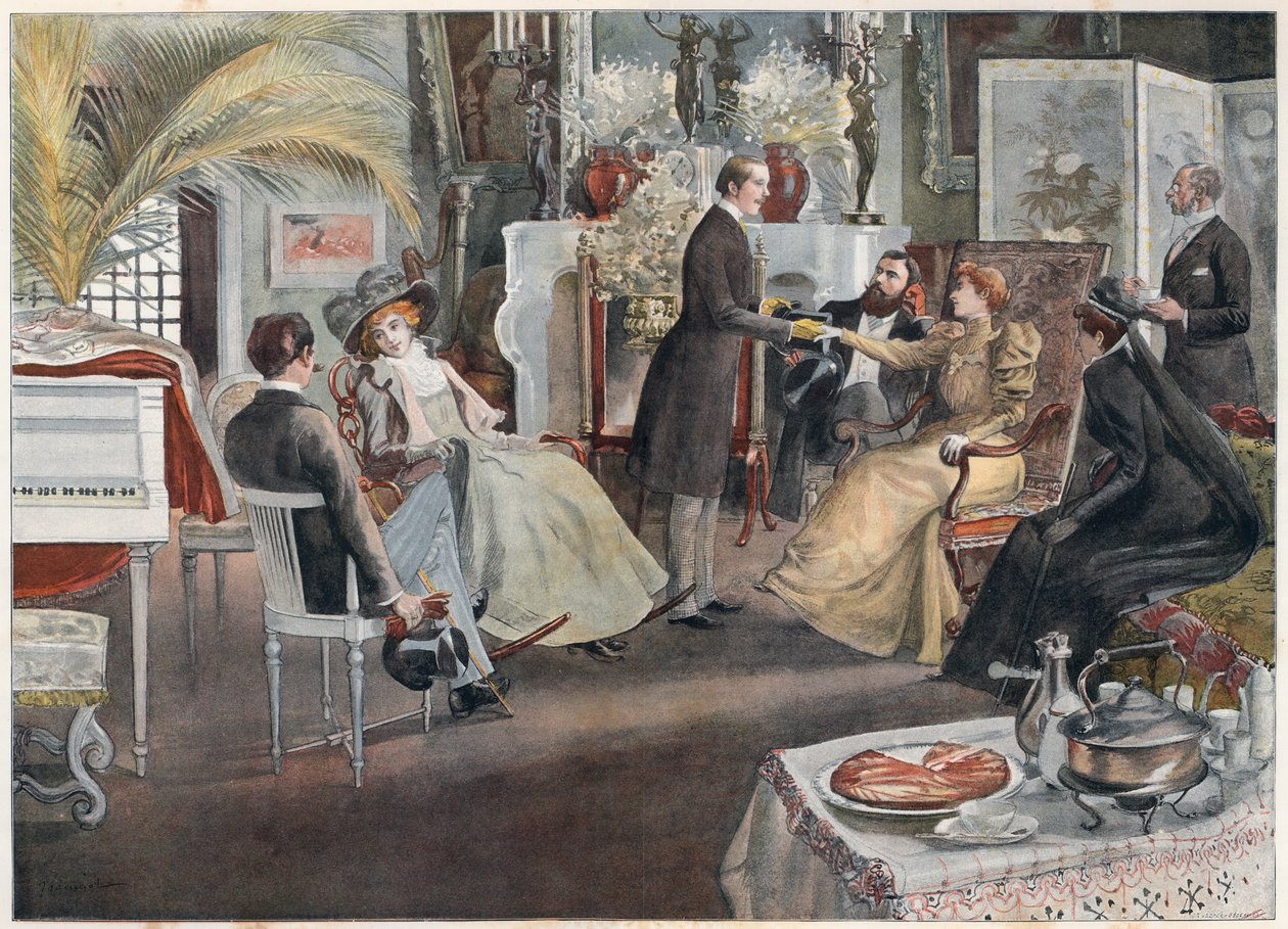 Kello viiden tee Pariisissa, 1893. tekijältä Pierre Georges Jeanniot