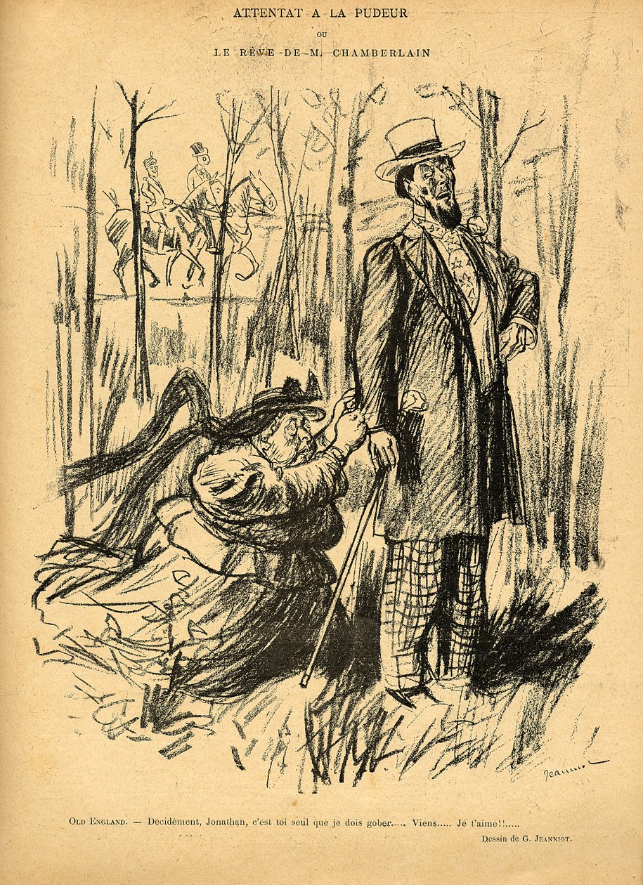 Hyökkäys vaatimattomuuteen eli Mr. Chamberlainin unelma, Le Rire, 28. toukokuuta 1898 tekijältä Pierre Georges Jeanniot