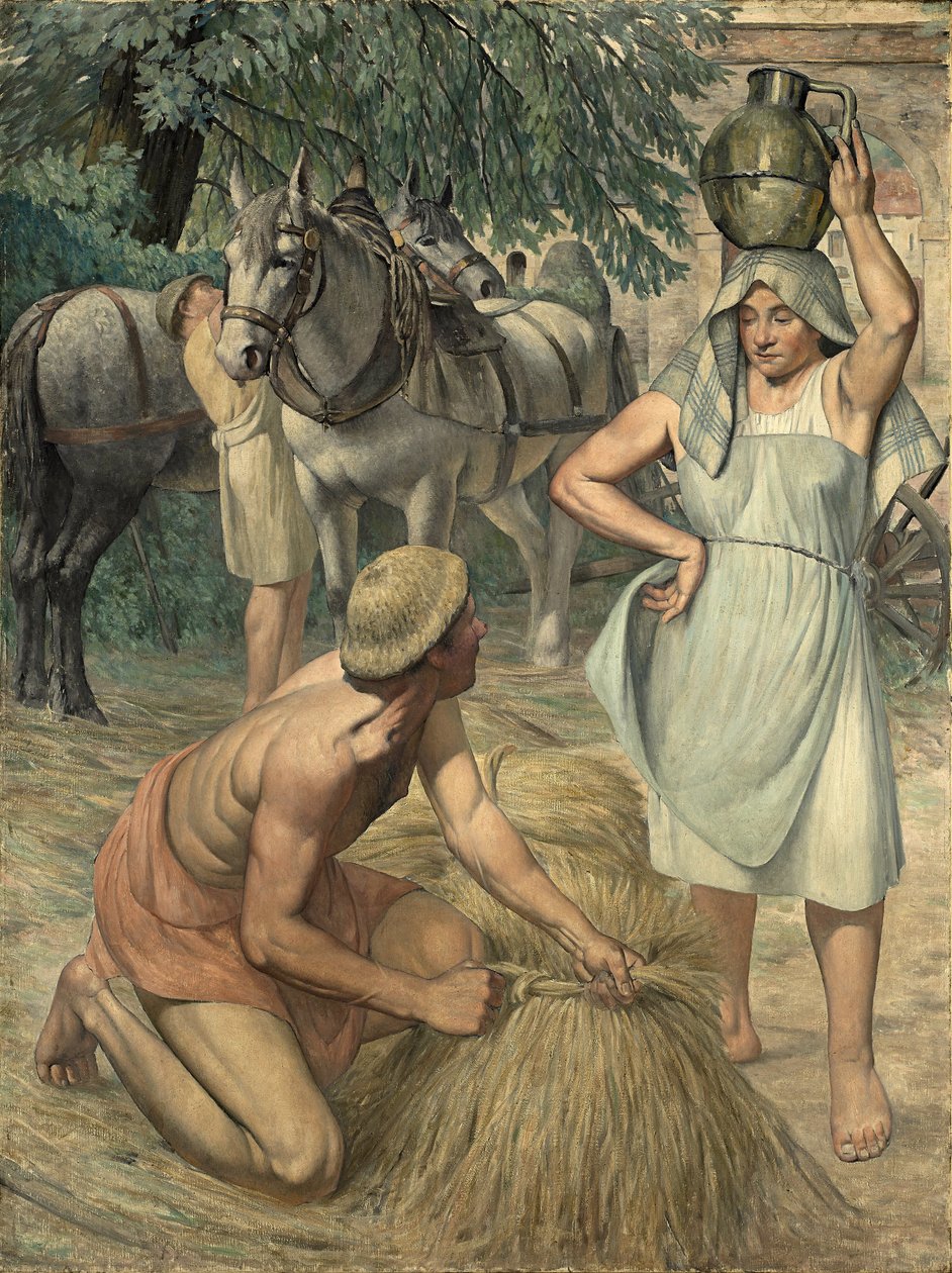 Paluu kentiltä (triptyykki, sivuosa) n. 1920-30 tekijältä Pierre Gustave