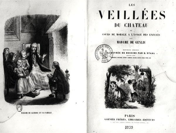 Madame de Genlisin (1746-1830) Les Veilles du Chateau ou Cours de Morale a lUsage des Enfants -elokuva, julkaistu vuonna 1859 tekijältä Pierre Gustave Eugene 1817 82 after Staal