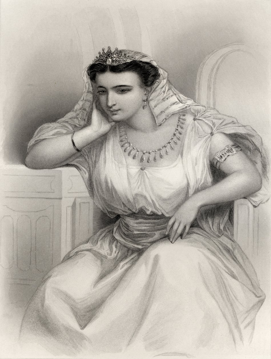 Cleopatra VII (69-30 eKr.) kuvitus Mary Cowden Clarken teoksesta "Maailman tunnetut naiset", 1858 tekijältä Pierre Gustave Eugene Staal
