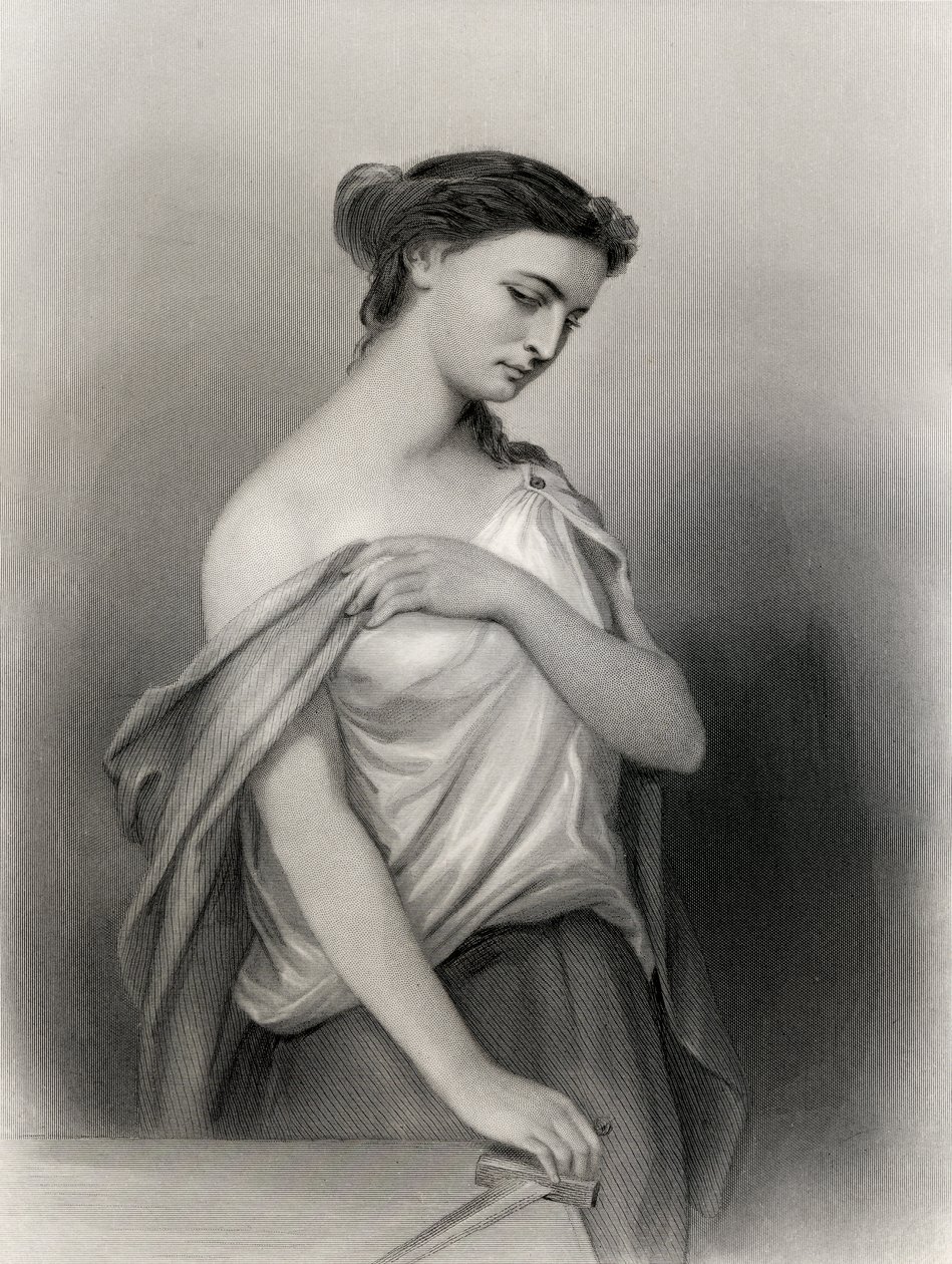 Lucretia, kuvitus Mary Cowden Clarken teoksesta "World Noted Women", 1858 tekijältä Pierre Gustave Eugene Staal