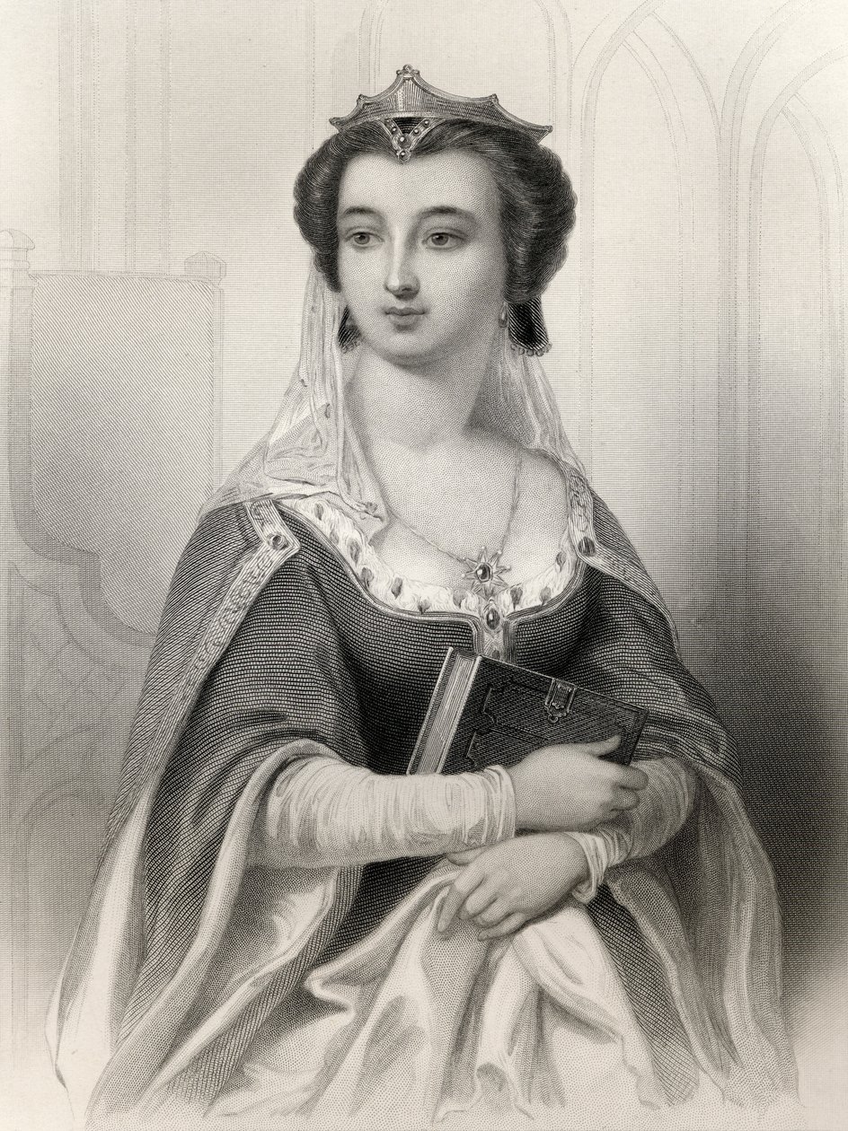 Valentina Visconti (1371-1408) kuvitus Mary Cowden Clarken teoksesta "Maailman tunnetut naiset", 1858 tekijältä Pierre Gustave Eugene Staal