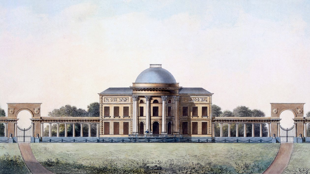 Pyhän Andreaksen linna lähellä Bruggetta "Alankomaiden kuningaskunnan merkittävimpien monumenttien, rakennusten ja talojen valinta", julkaistu 1827 tekijältä Pierre Jacques Goetghebuer