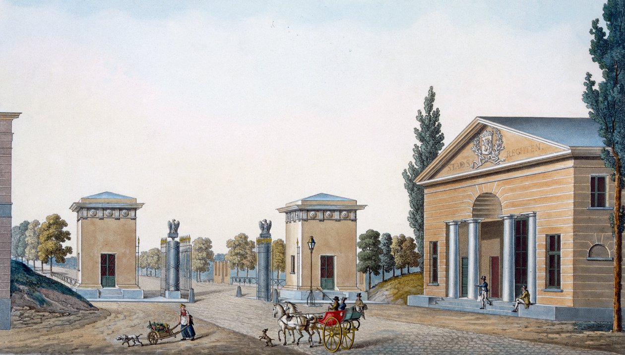 The Gate of Courtray, Gent, "Alankomaiden kuningaskunnan merkittävimpien monumenttien, rakennusten ja talojen valinta", julkaistu 1827 tekijältä Pierre Jacques Goetghebuer
