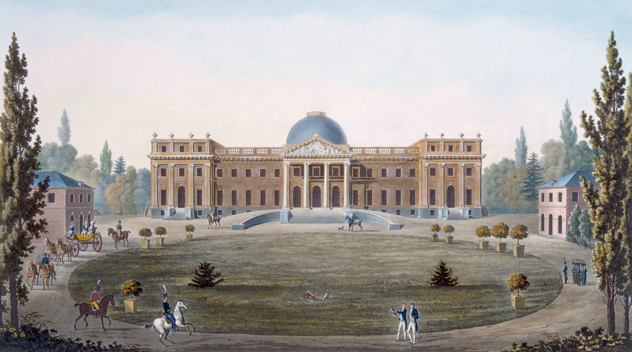 Laekenin kuninkaallinen palatsi, Alankomaiden kuningaskunnan merkittävimpien monumenttien, rakennusten ja talojen valinta, julkaistu 1827 tekijältä Pierre Jacques Goetghebuer