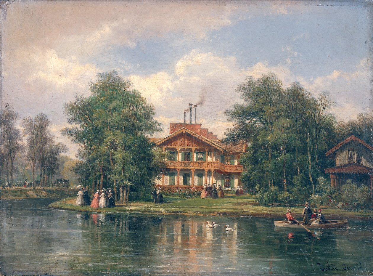 Keltaisen oven mökki Bois de Vincennesissä, noin 1862. tekijältä Pierre Justin Ouvrie