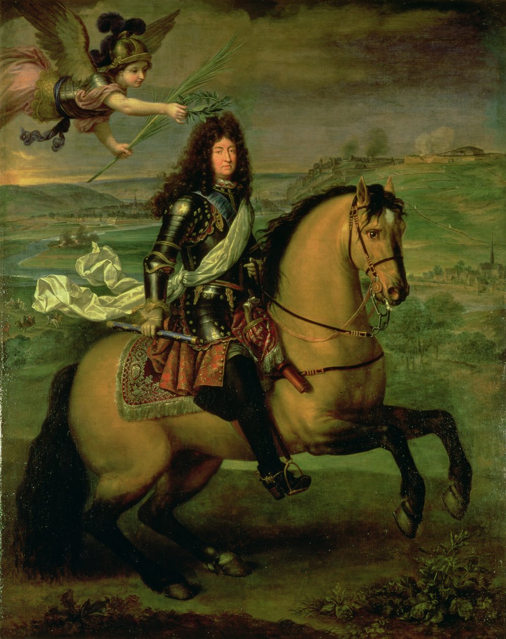 Ludvig XIV:n (1638-1715) ratsastusmuotokuva, voiton kruunattu, n. 1692 tekijältä Pierre Mignard
