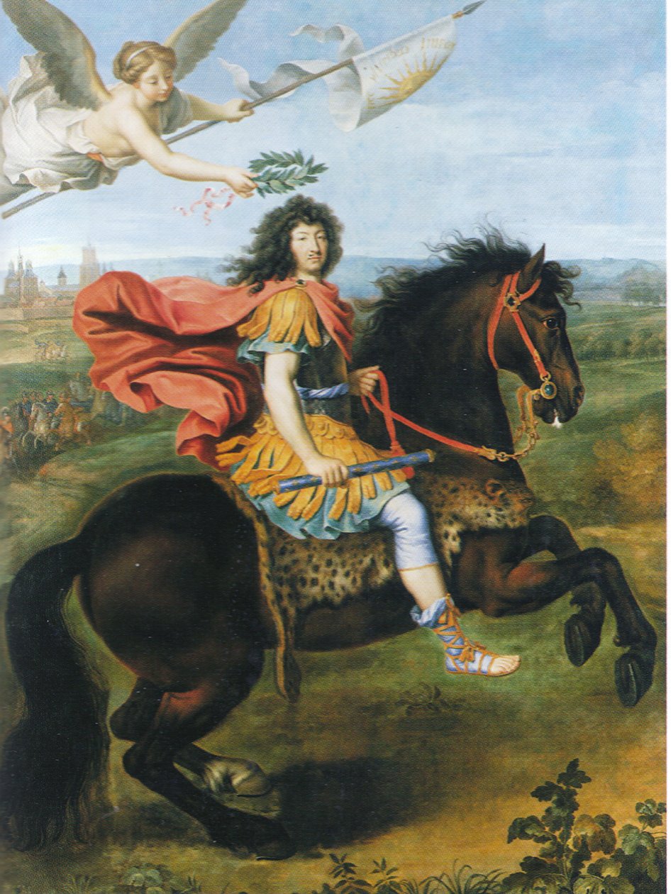 Ranskan Ludvig XIV ratsastaa hevosella tekijältä Pierre Mignard