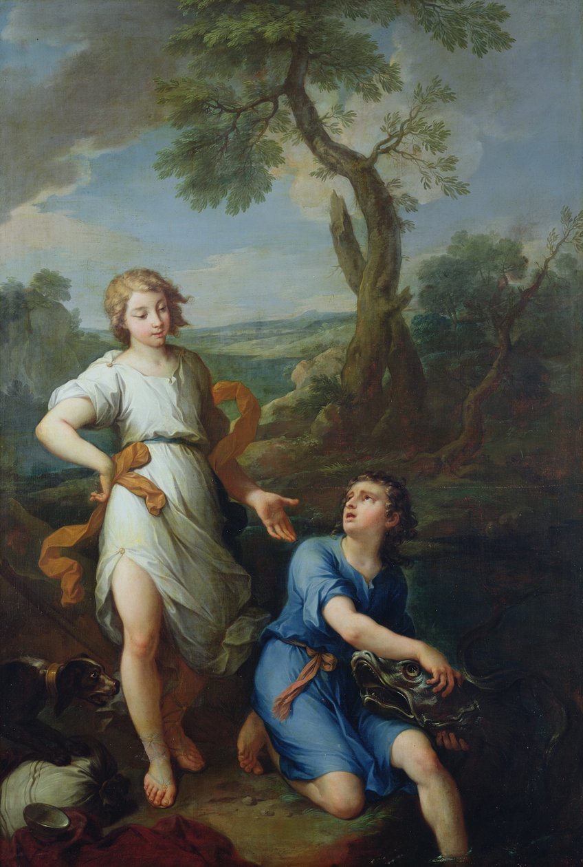 Nuoren Tobiaksen kalojen pyydystäminen Tigris-joessa, 1733 tekijältä Pierre Parrocel