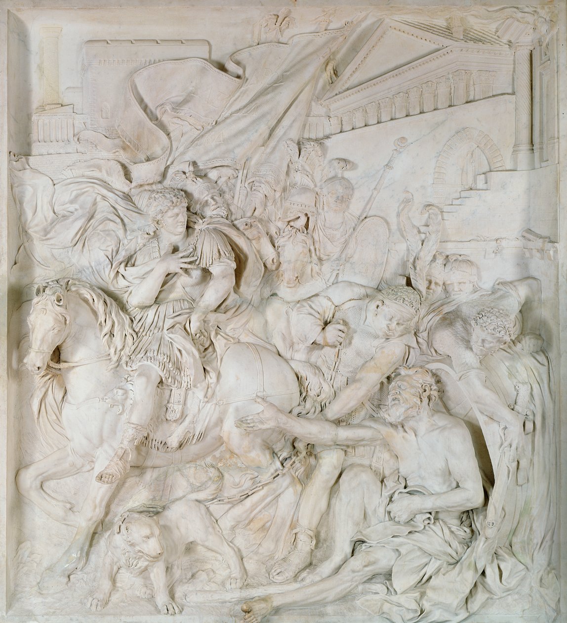 Aleksanteri Suuri (356-323 eKr.) ja Diogenes (413-323 eKr.) valmistuivat vuonna 1693 (marmori) (katso myös 39445) tekijältä Pierre Puget