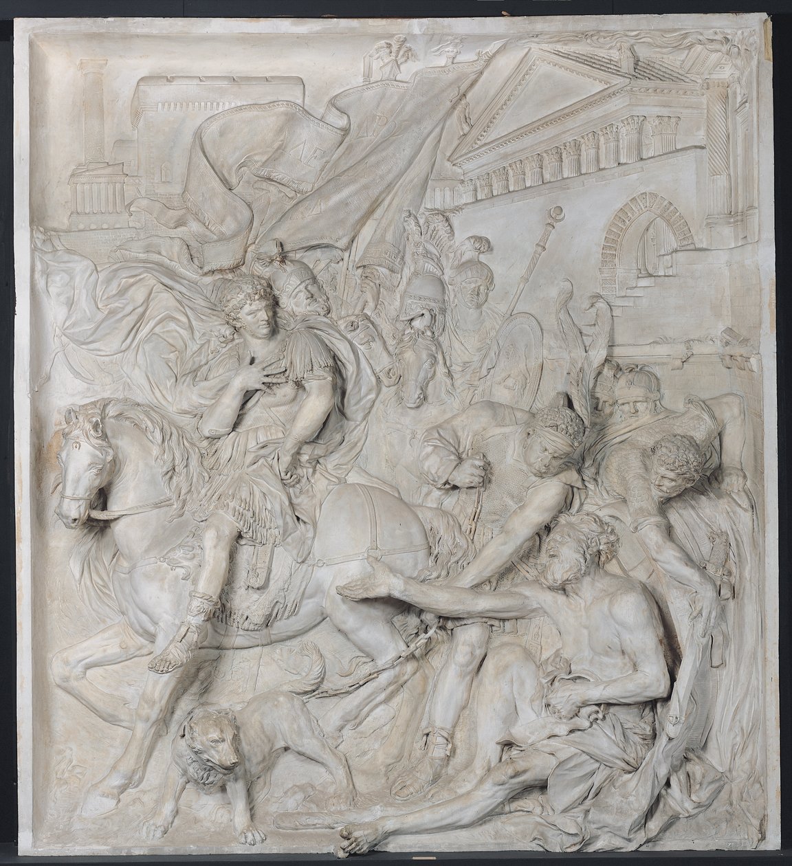 Aleksanteri Suuri ja Diogenes, valmistunut vuonna 1693 (marmori) (katso myös 193557) tekijältä Pierre Puget
