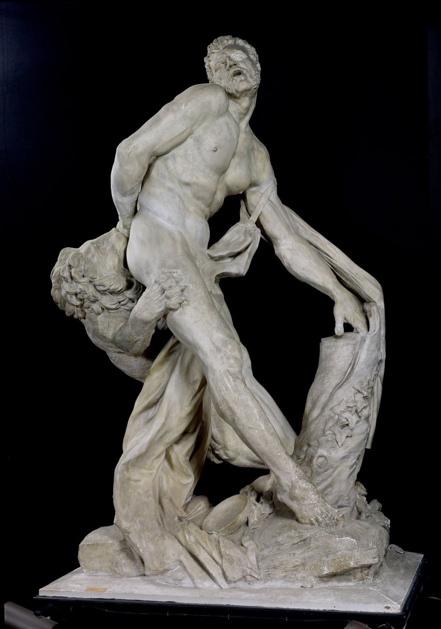 Leijonan hyökkäämä Milo of Croton (kipsi) (ks. myös 91045) tekijältä Pierre Puget