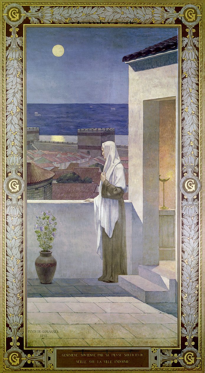 St. Genevieve tarkkailee nukkuvaa Pariisin kaupunkia, 1898 tekijältä Pierre Puvis de Chavannes