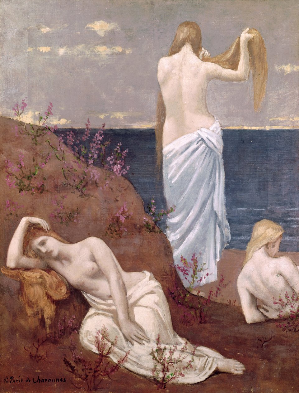 Nuoret tytöt meren rannalla, ennen vuotta 1894 tekijältä Pierre Puvis de Chavannes