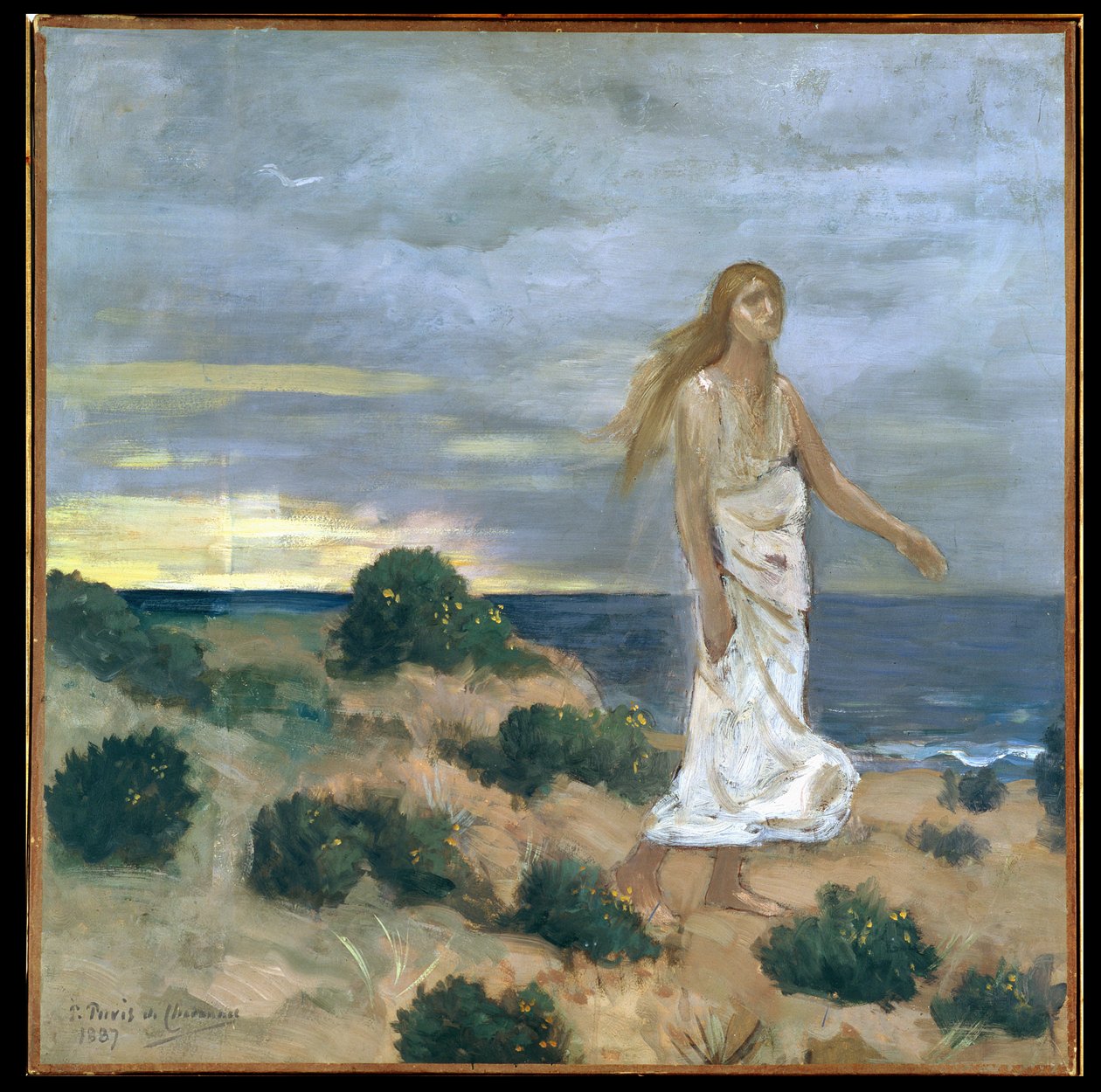 Nainen meren rannalla, 1887 tekijältä Pierre Puvis de Chavannes