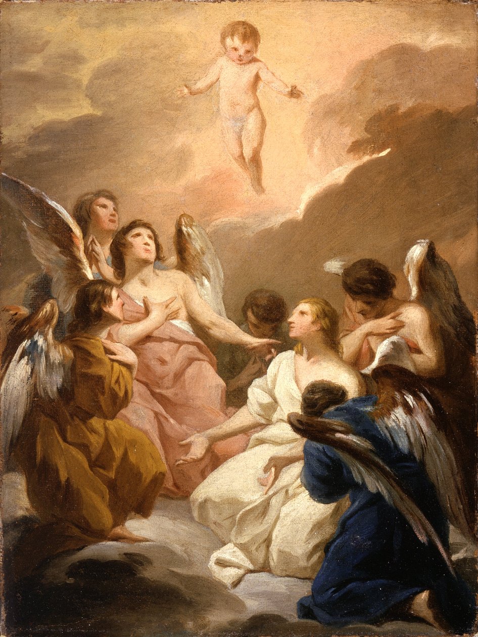 Seitsemän enkeliä palvomassa Kristus-lapsia, n. 1730-1740 tekijältä Pierre Subleyras