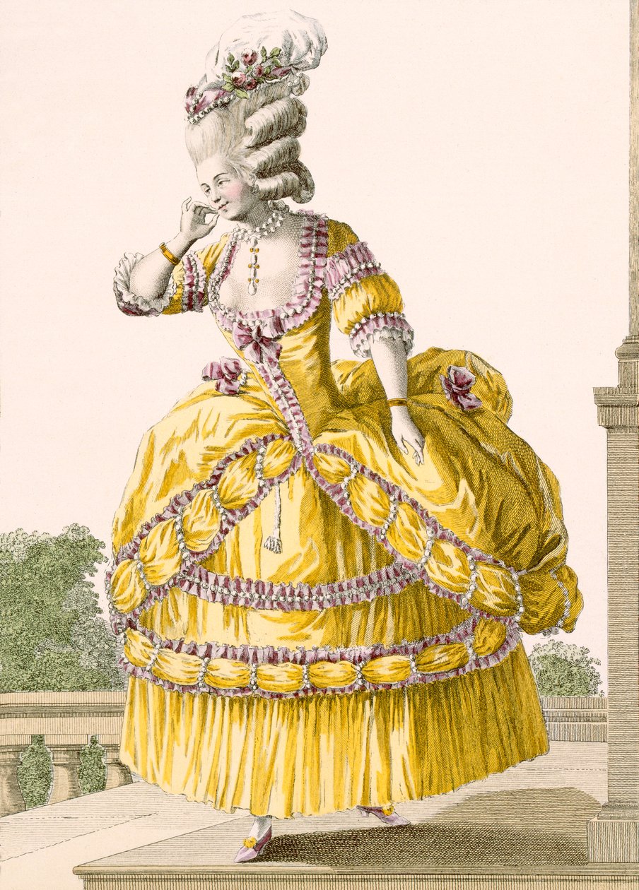 Kultainen mekko, kaiverrus Dupin, levy nro 37 Galeries des Modes et Costumes Francais
