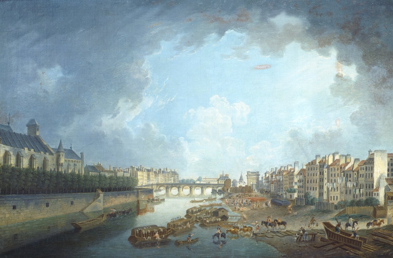 Arkkipiispan hiippakunta, Tournellen silta ja Port Saint-Bernard katsottuna Pariisin kaupungintalosta, Pierre Antoine Demachy tekijältä Pierre Antoine Demachy