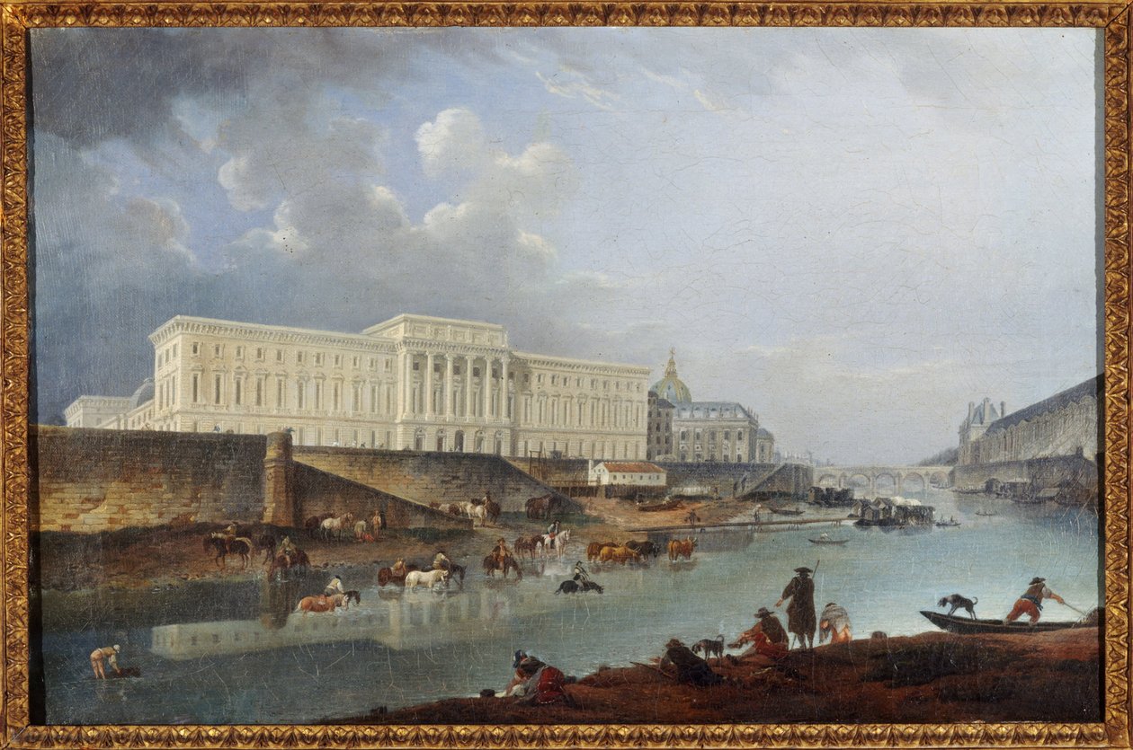 Hôtel de la Monnaie, Quai de Conti ja Seine Pointe de la Citén näköalapaikalta katsottuna tekijältä Pierre Antoine Demachy