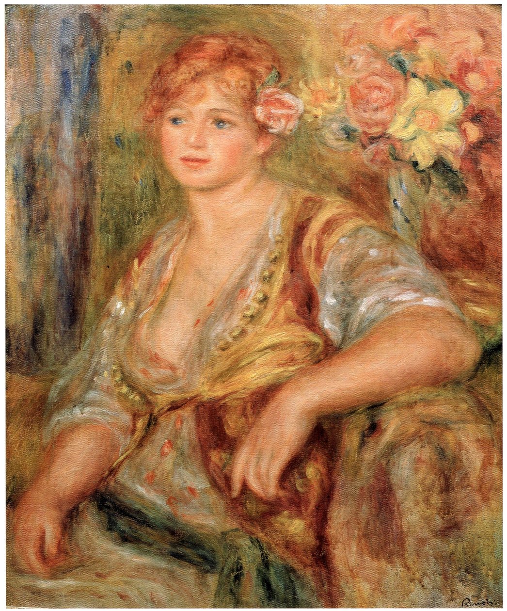 Blondi a la rosen Englanti: Blonde Girl with a Rosen tekijältä Pierre Auguste Renoir