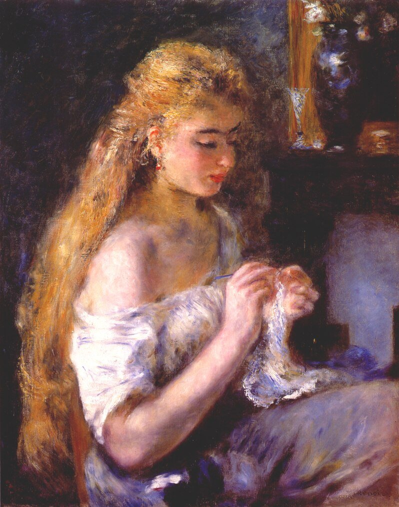 Tyttöjen virkkausEspanja: Muchacha tejiendon tekijältä Pierre Auguste Renoir