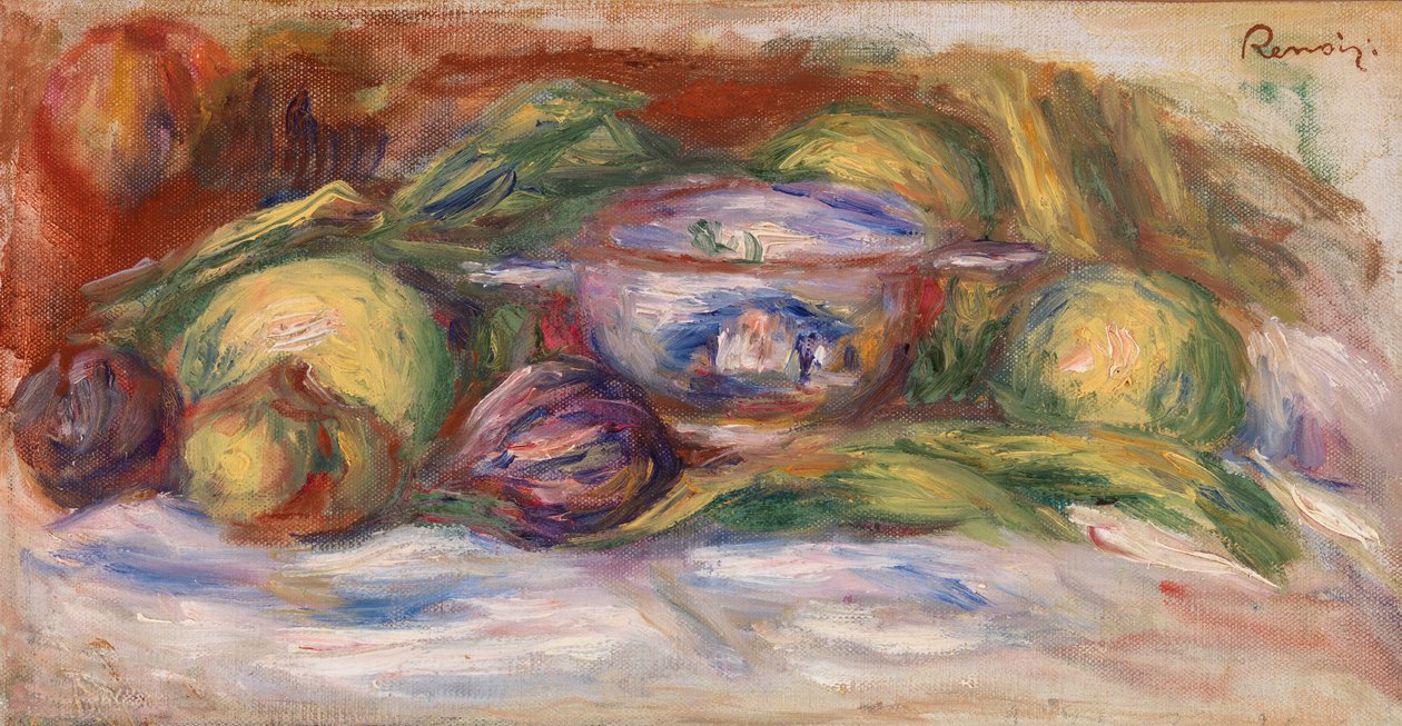 Kulho, viikunat ja omenat tekijältä Pierre-Auguste Renoir