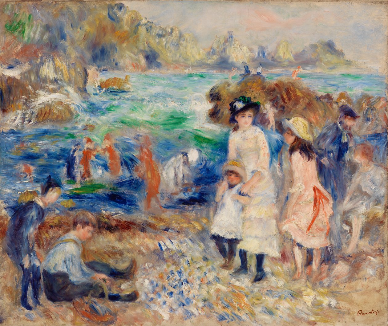 Lapset meren rannalla, Guernsey tekijältä Pierre-Auguste Renoir
