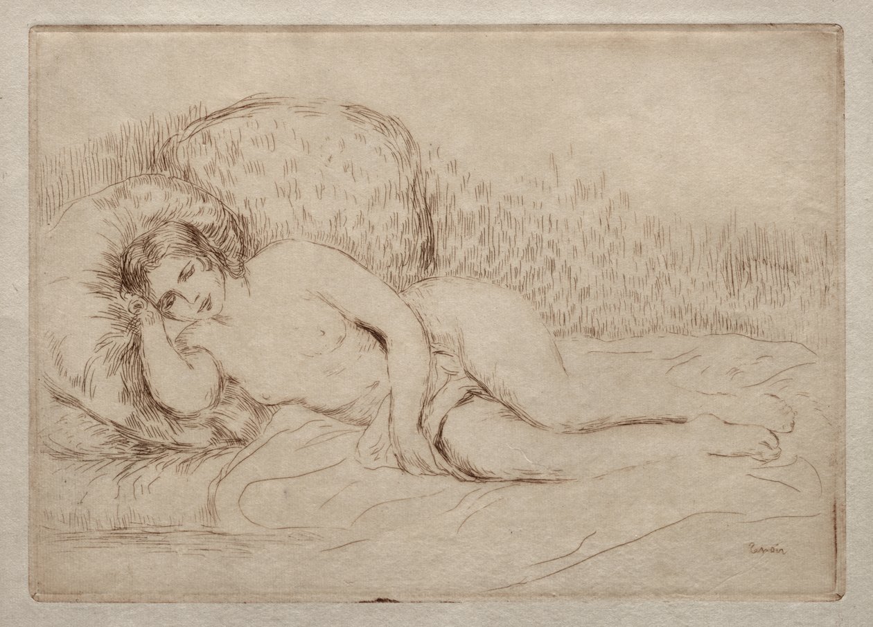 Alaston nainen makaa tekijältä Pierre-Auguste Renoir