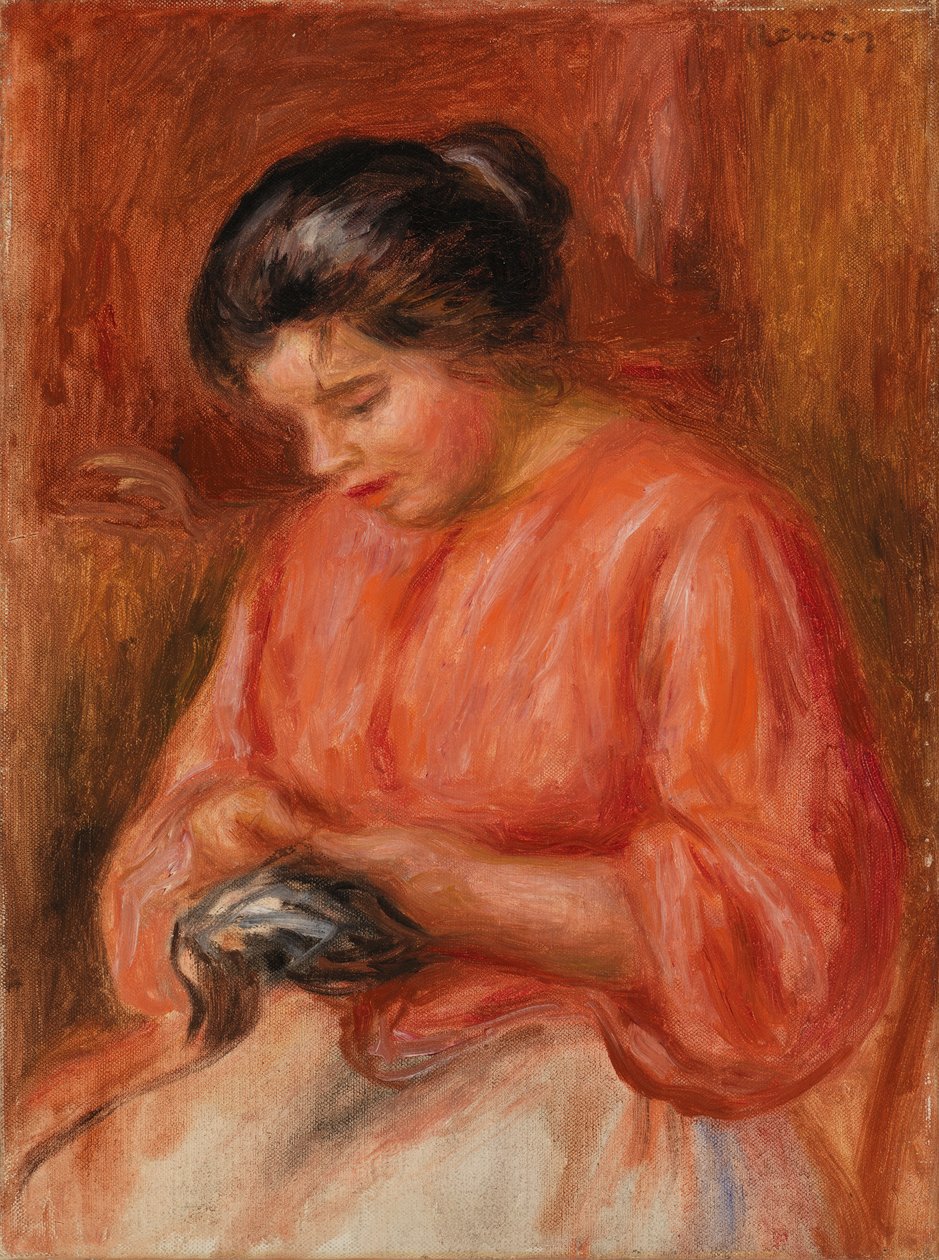 Tyttö Darning tekijältä Pierre-Auguste Renoir