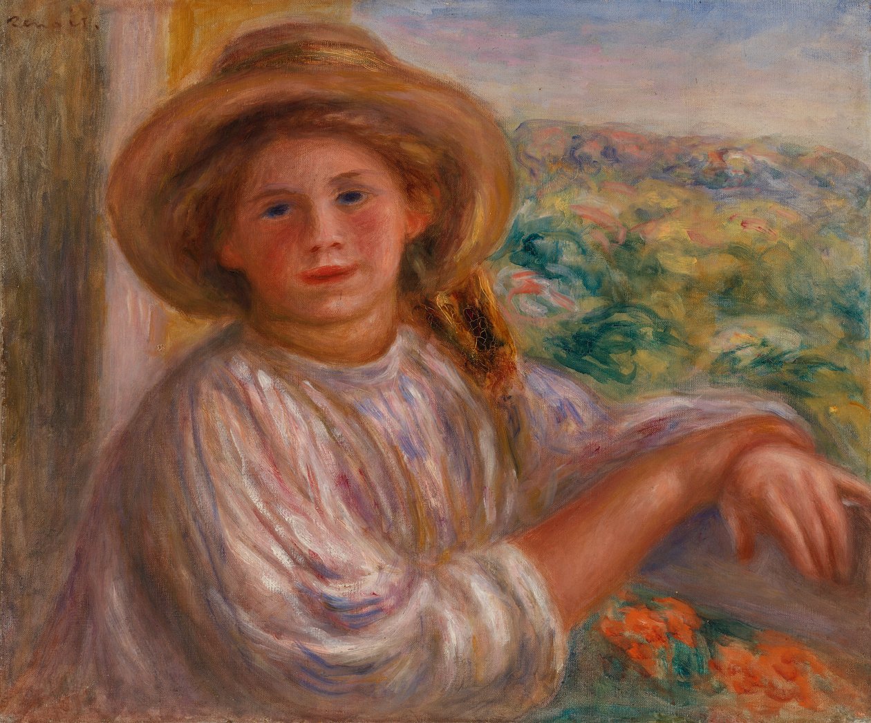 Tyttö parvekkeella, Cagnes tekijältä Pierre-Auguste Renoir