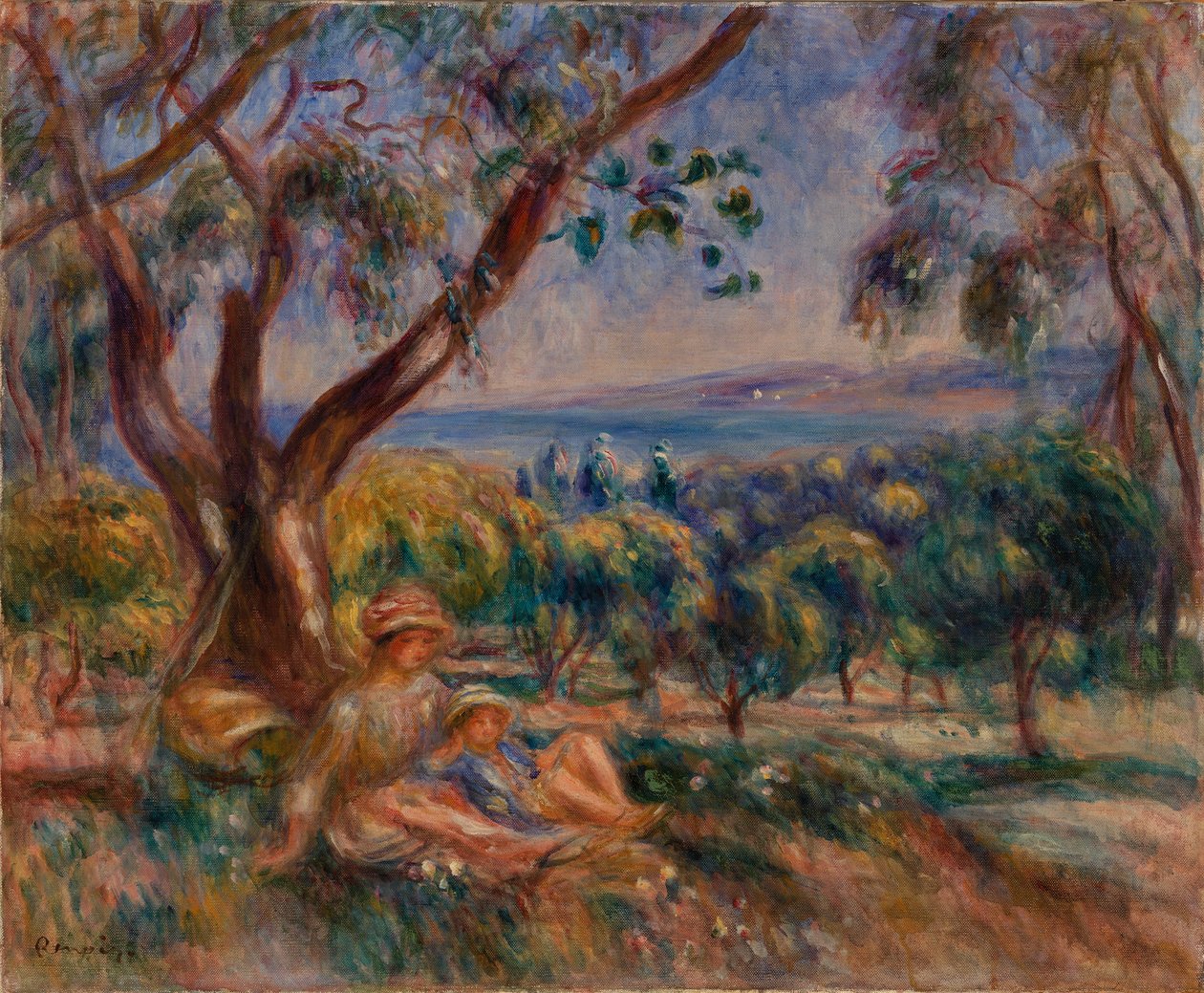 Maisema hahmoineen, lähellä Cagnesia tekijältä Pierre-Auguste Renoir