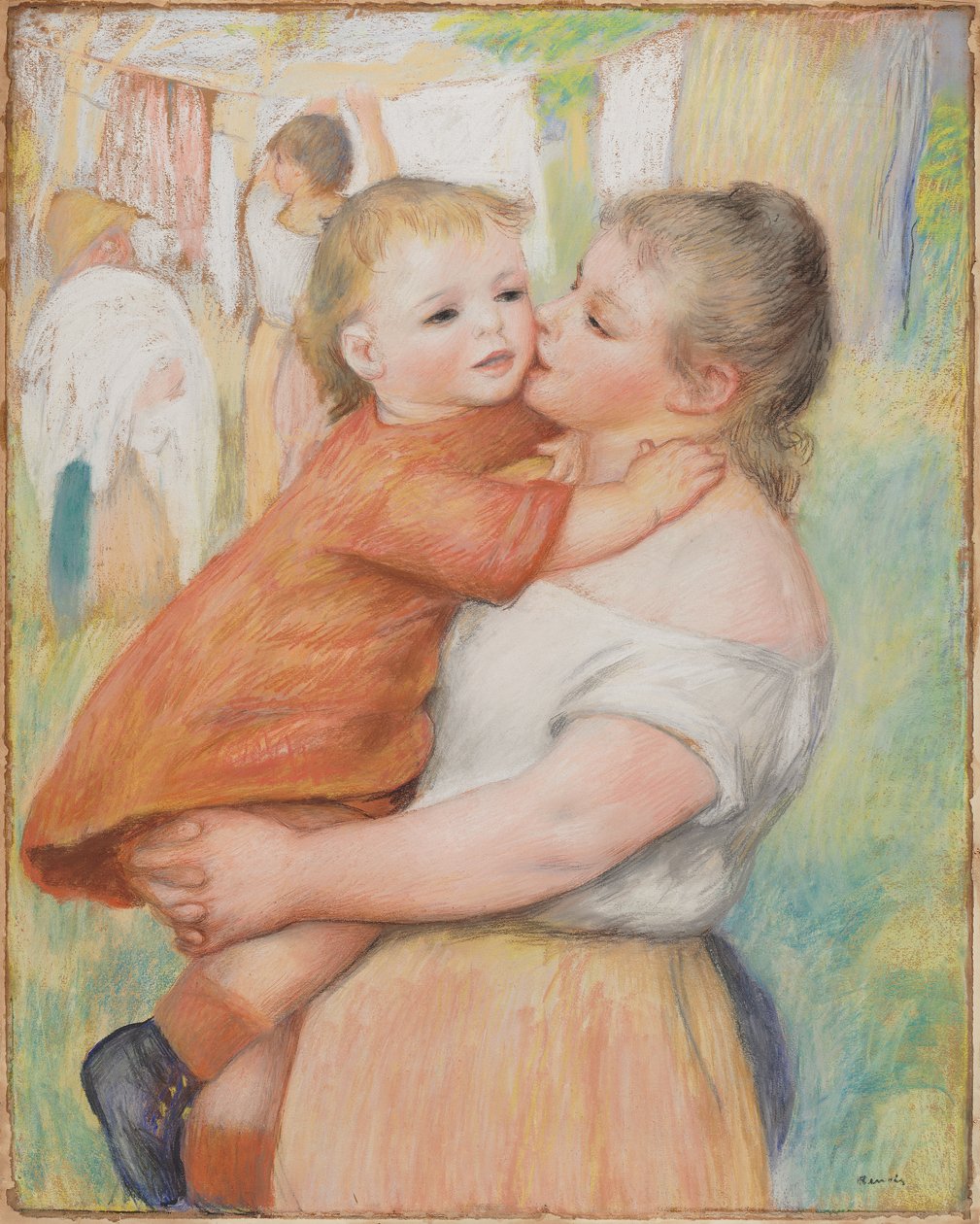 Pesutar ja hänen lapsensa (Aline ja Pierre) tekijältä Pierre-Auguste Renoir