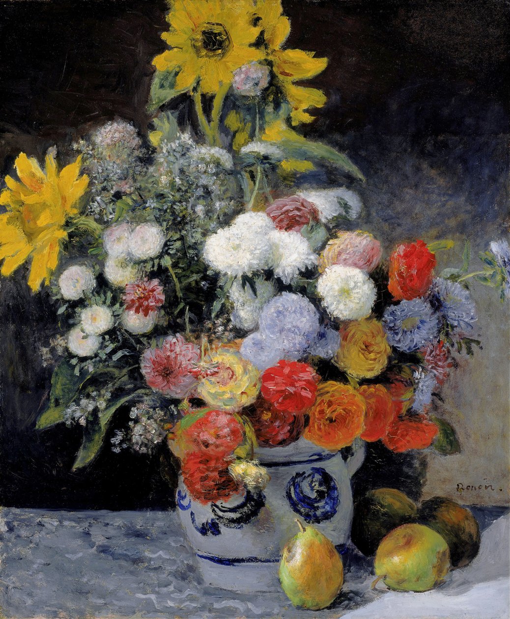 Sekoitettuja kukkia saviastiassa tekijältä Pierre-Auguste Renoir