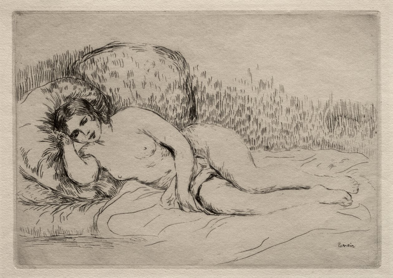 Alaston nainen makuuasennossa tekijältä Pierre-Auguste Renoir