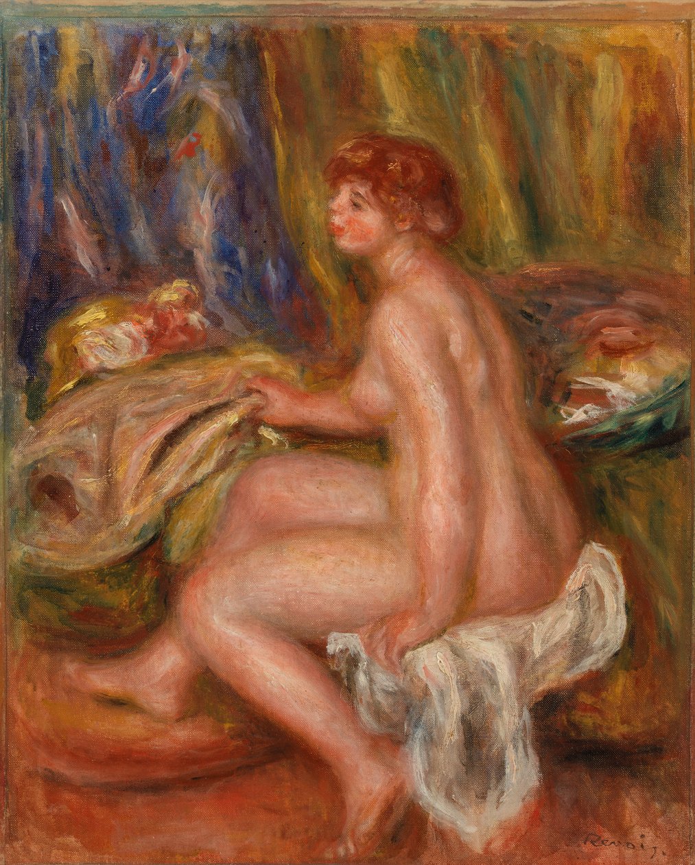 Istuva alaston nainen, profiilinäkymä tekijältä Pierre-Auguste Renoir