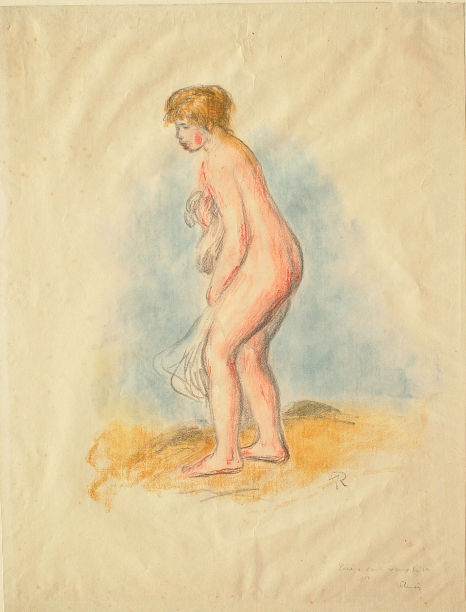 Stehende weibliche Badende tekijältä Pierre-Auguste Renoir