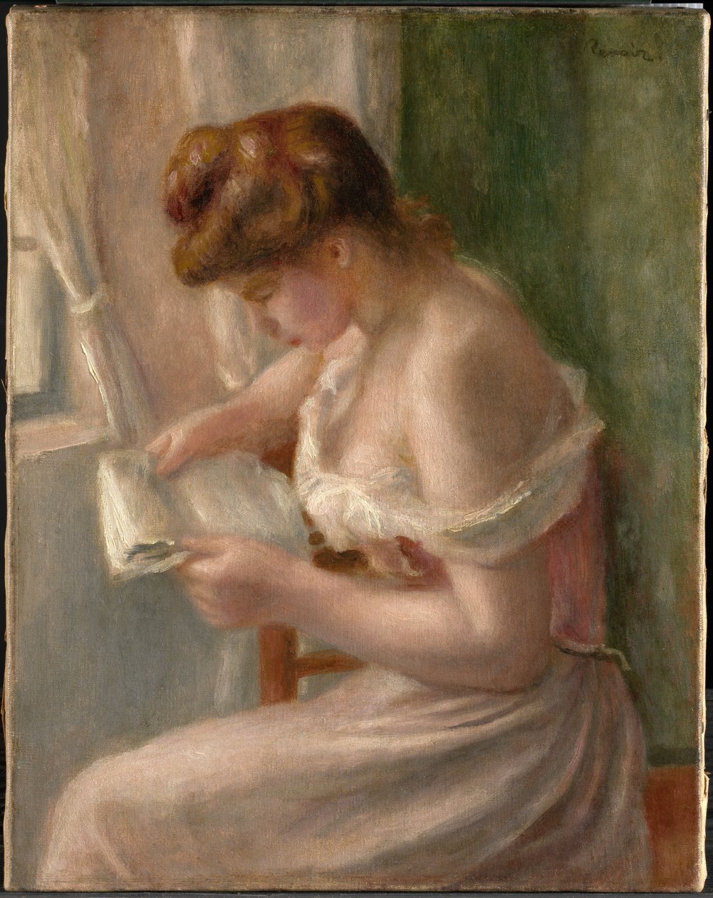 Lukeva nainen tekijältä Pierre-Auguste Renoir