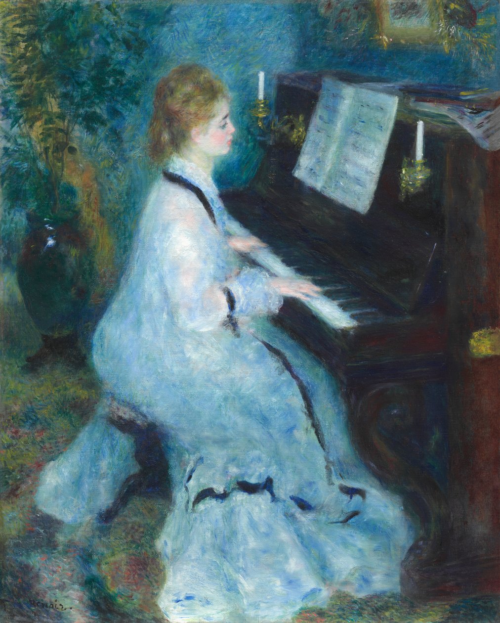 Nainen pianon ääressä tekijältä Pierre-Auguste Renoir