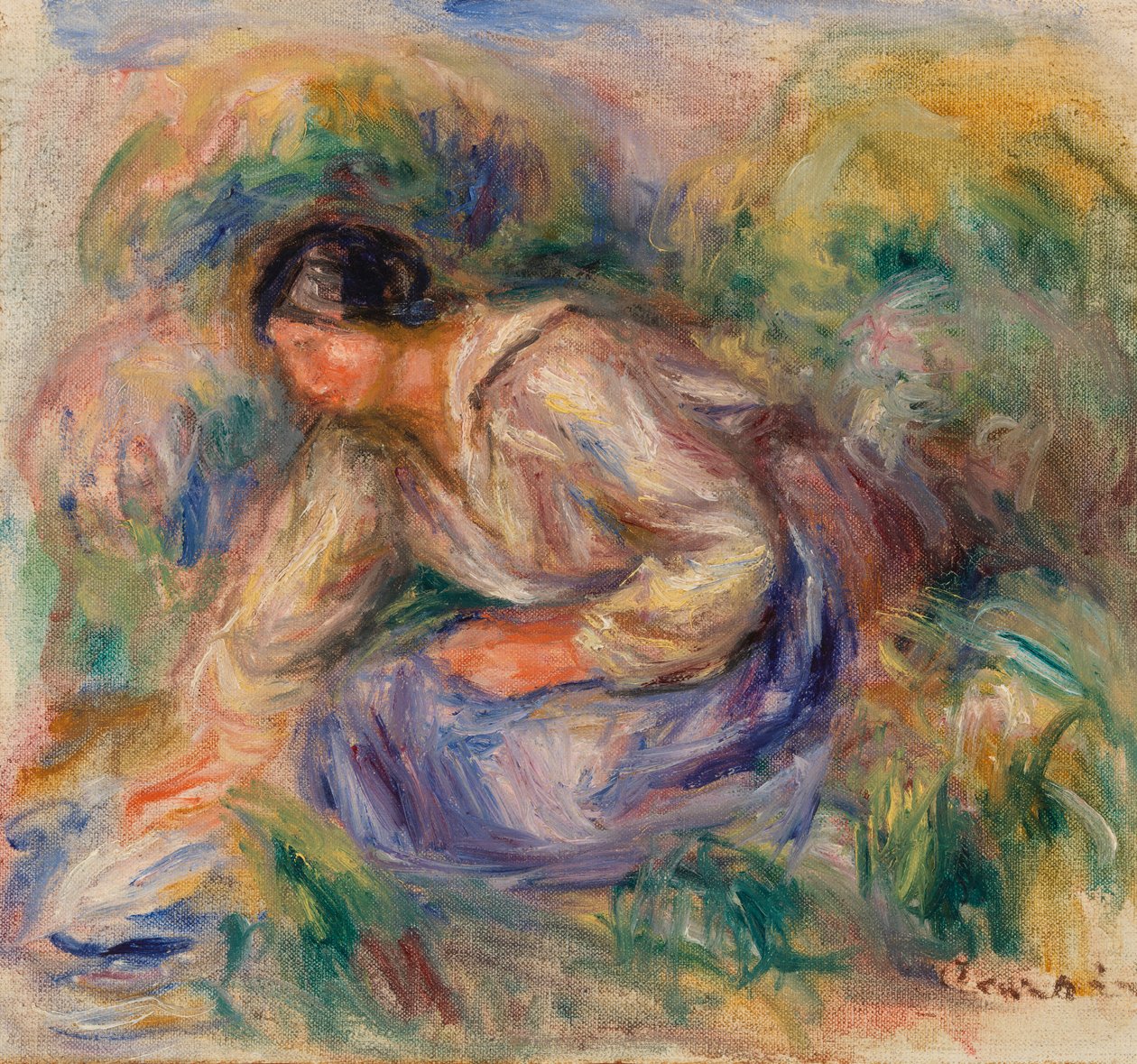 Nainen sinisessä hameessa tekijältä Pierre-Auguste Renoir