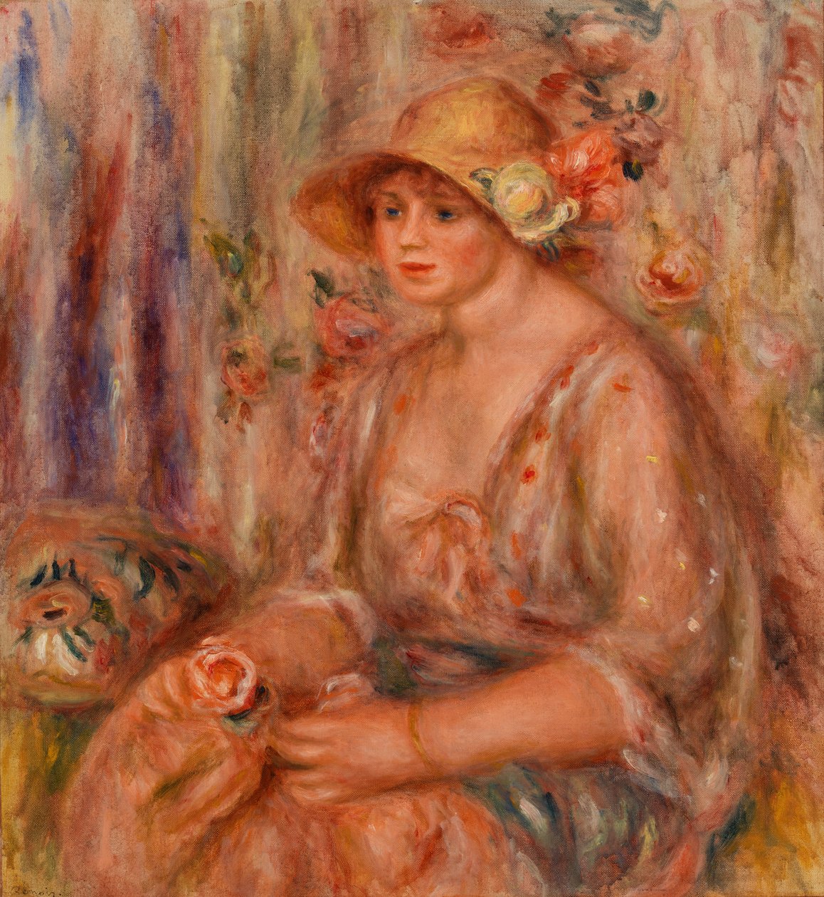 Nainen musliinimekossa tekijältä Pierre-Auguste Renoir