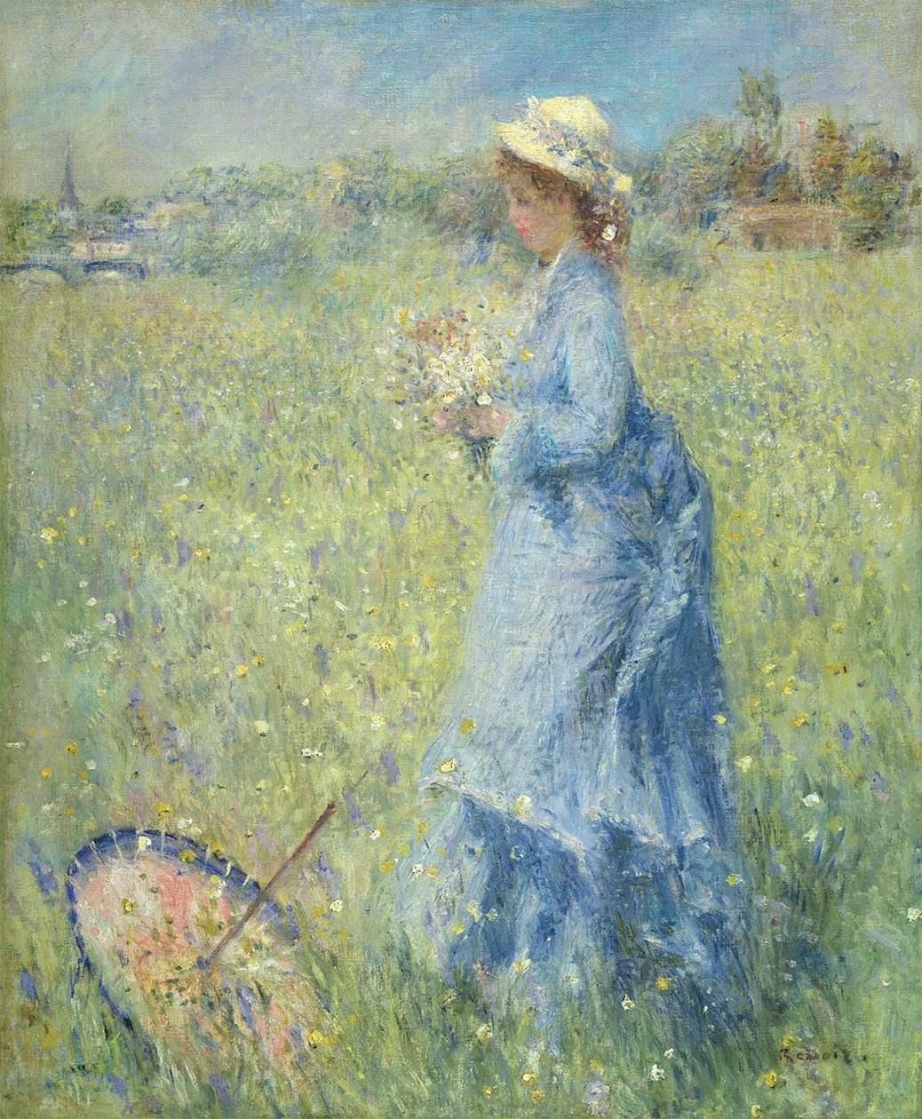 Kukkia poimiva nainen tekijältä Pierre-Auguste Renoir