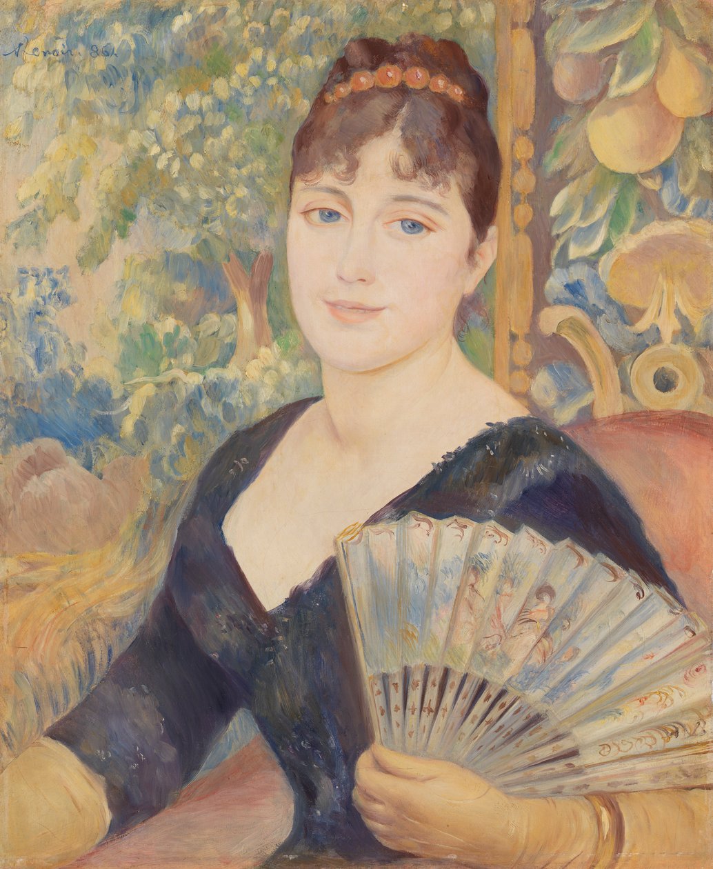 Nainen tuulettimen kanssa tekijältä Pierre-Auguste Renoir